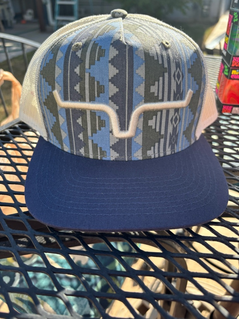 Kimes Ranch Two-Tone Trucker Cap in Navy and Cream